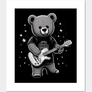 Bear Playing a Guitar Posters and Art